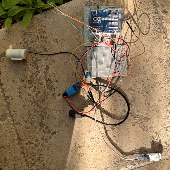 The irrigation machinery sets up to monitor the environment of plants.