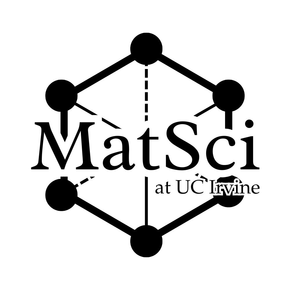Cubic Crystal Lattice with Text "MatSci at UC Irvine"