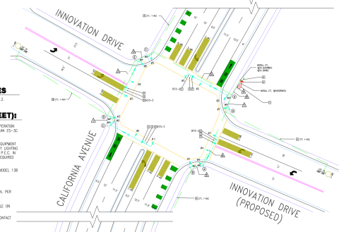 Zoomed-In Image of the Proposed Traffic Signal Improvement at California Ave/Innovation Dr 