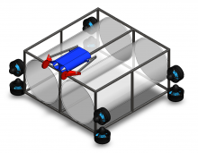 UCI RoboSub Hull, including aluminum extrusion chassis, thrusters, and a torpedo launcher