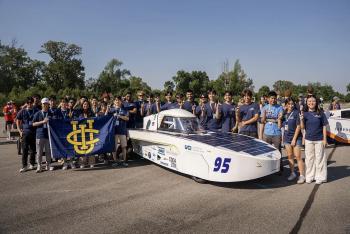 UCI Solar Car team with their vehicle