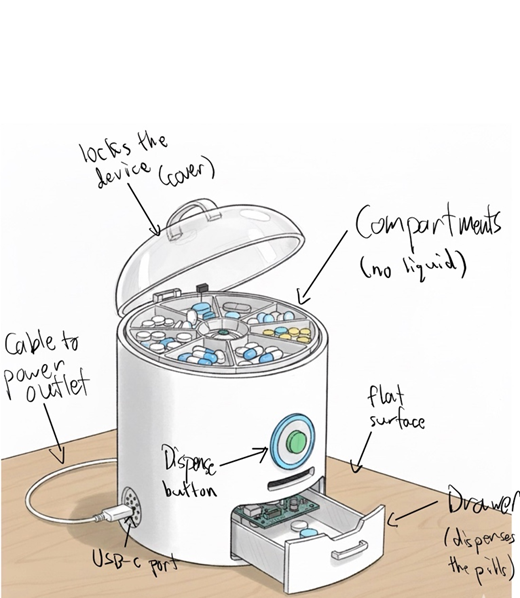 The design of the prototype of the AutoPill Dispenser